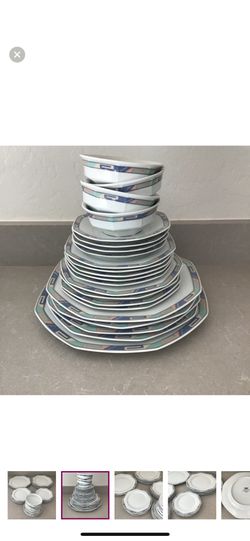 CHRISTOPER STUART FINE CHINA SOUTHWEST DESIGN 22 PIECE DINNER SET PLATES