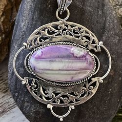 Purple Dendrite Opal Gemstone 2.8” Pendant