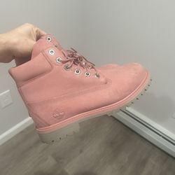 Timberland Boots Pink With Double Sole Gray