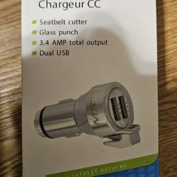 DC Charger, Car w/seat belt Cutter 