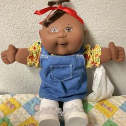 Vintage Cabbage Patch Kid Girl African American Play Along PA-7 Brown Tuft Of Hair 2004