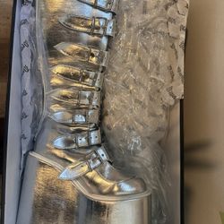 Silver Trinity Platforms Boots