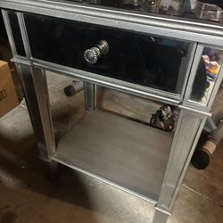 Mirrored Silver Nightstand/ End Table 