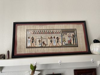 Framed Egyptian Papyrus Painting Book of the Dead Judgment Scene