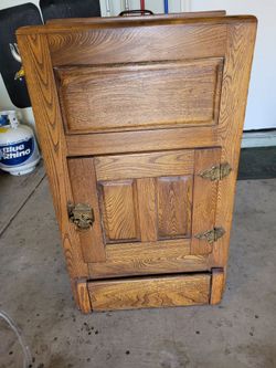Antique Oak Ice Box Cabinet