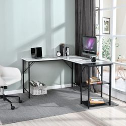 Homy Casa IBARRA Desk "148 x 120 x 74" Modern Office Workspace Table Open Box