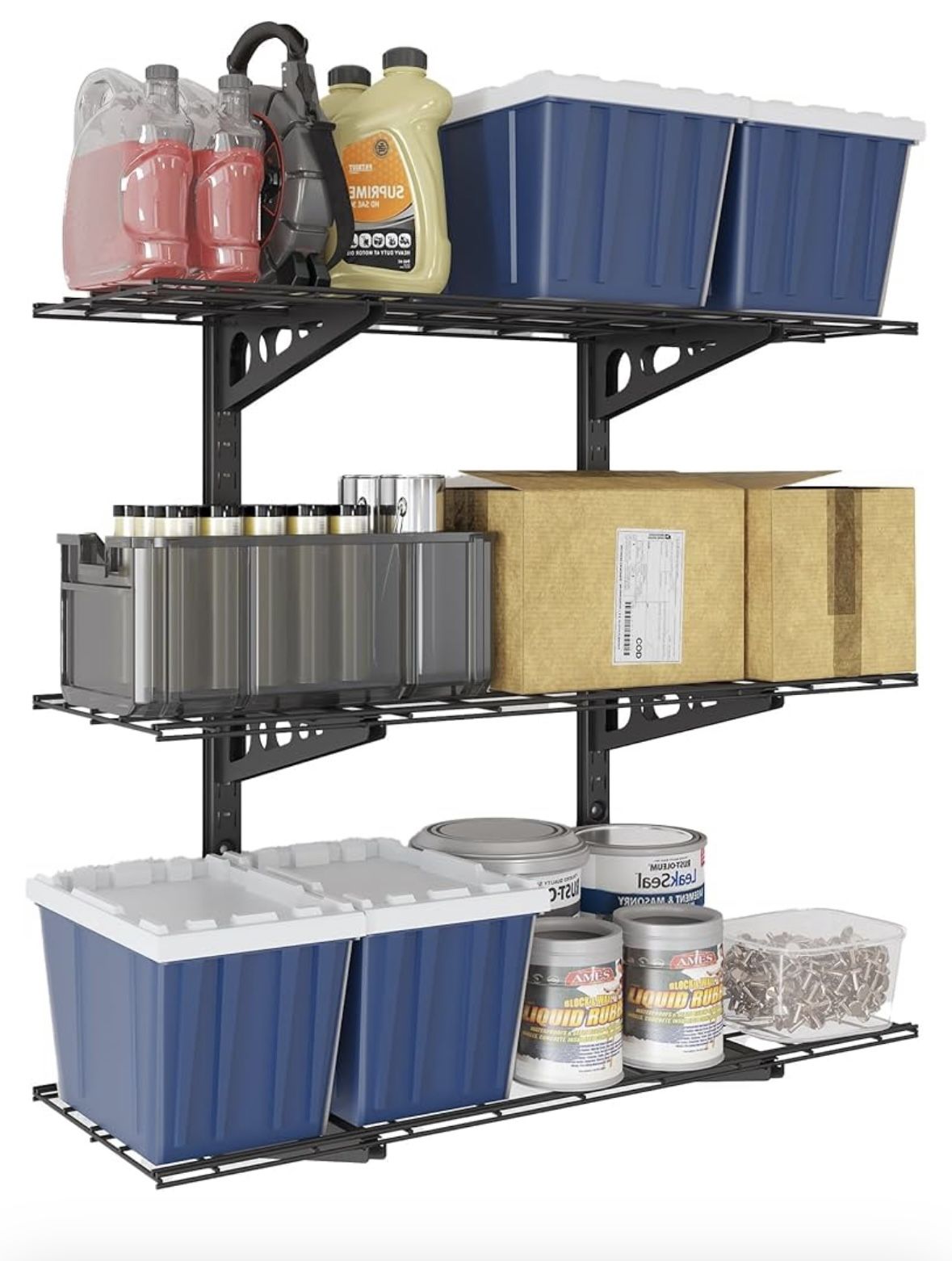 FLEXIMOUNTS 3-Tier 1x4ft Garage Storage Wall Shelving 12-inch-by-48-inch