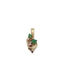 18K YG Emerald Pendant 2Diamonds EPJ028059