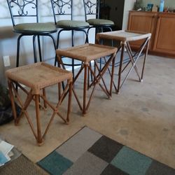 set of 3 rustic side tables