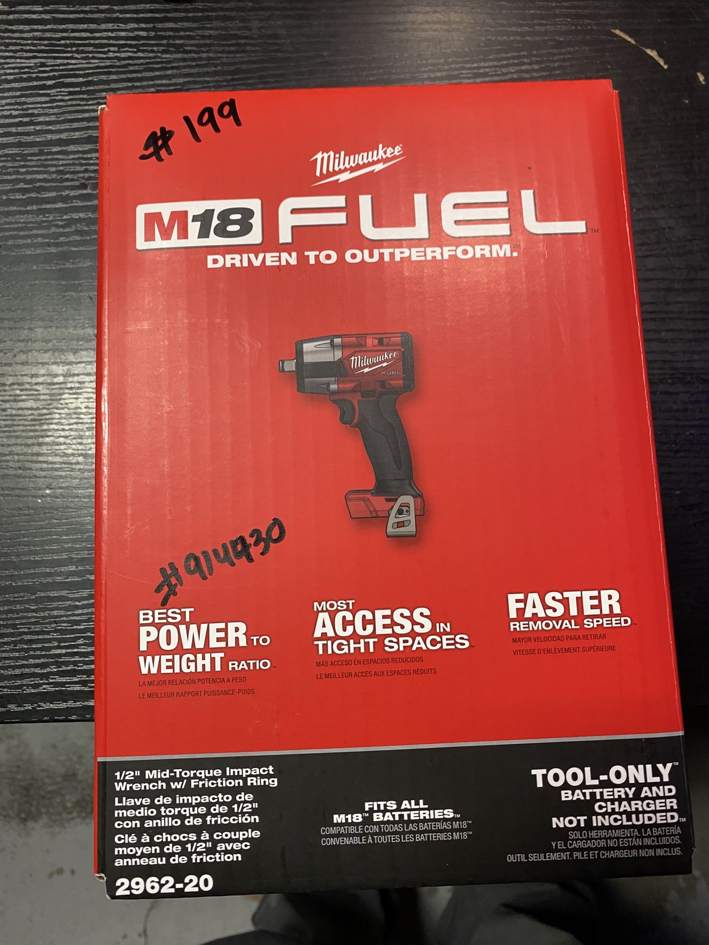 Milwaukee M18 FUEL Gen-2 18V Lithium-Ion Brushless Cordless Mid Torque 1/2 in. Impact Wrench w/Friction Ring (Tool-Only)