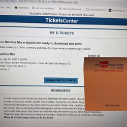 2 Momma Mia Tickets Tampa Florida