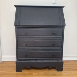 Black Painted Wood Secretary Desk Vintage