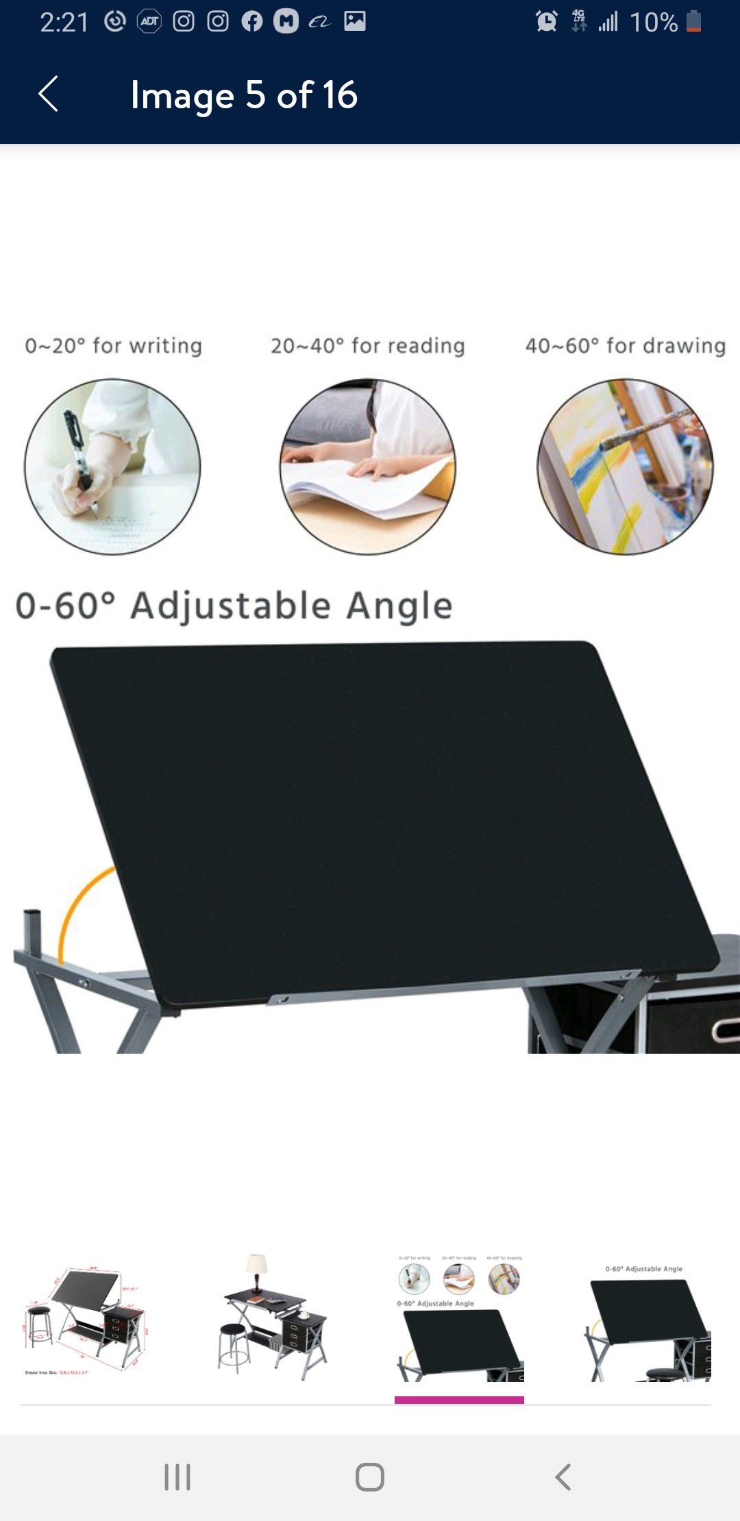 Adjust able drafting table with stool