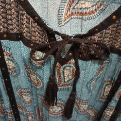 Style & Co Turquoise Blouse with Black Trim Like New 