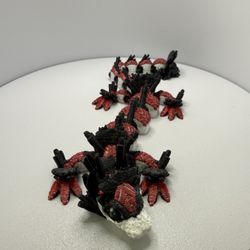 Silk Sushi Dragon 3D Printed Hand Painted Eyes Black Red White Filament