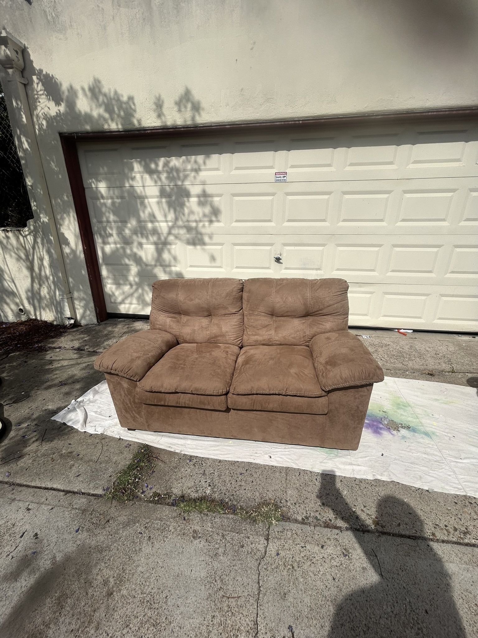 Brown Suede Loveseat