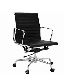 Black Leather Office Chair with Chrome Frame