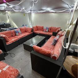 (No Assemble Require!!)New 11 pcs Wicker Patio Furniture Sectional Sofa Set