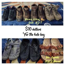 Gently Used Size-7 Woman Boots And Sandals 