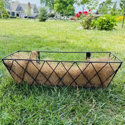 Window Metal Box Planter with a Coco liner, designed for holding plants and flower L24/H7.5/D8 $12