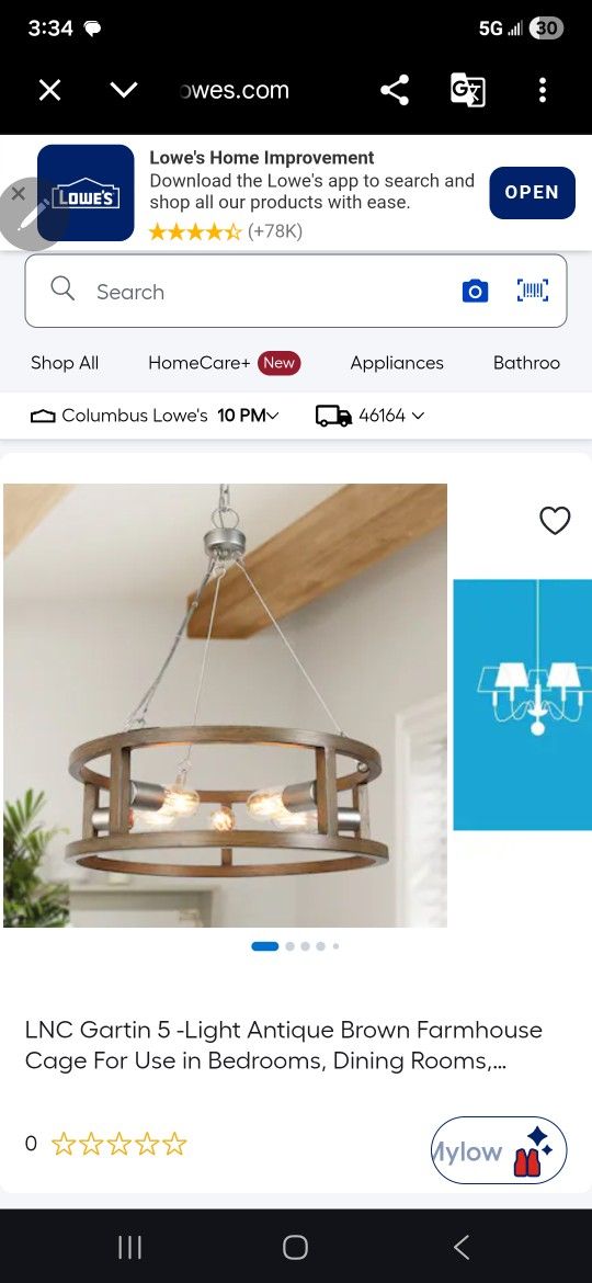 LNC Gartin 5 -Light Antique Brown Farmhouse Cage For Use in Bedrooms, Dining Rooms, Foyers, Kitchens, Living Rooms Chandelier