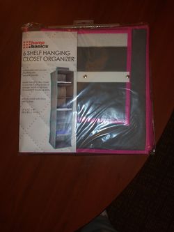 6 SHELF HANGING CLOSET ORGINIZER FROM HOME BASICS NEW FACTORY SEALED