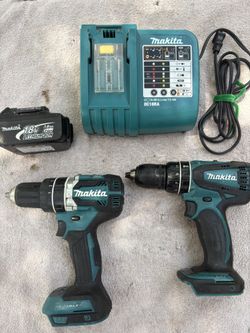 MAKITA LXT 18V (2)Hammer Drill Combo Kit-Clean- w 3AH Batt/Charger- 1/2” Brushless Hamm Dr XPH12 & 1/2” Hammer Dr LXPH01