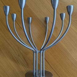 Vintage IKEA Brushed Stainless Steel 8-Candle Candelabra - K. Hagberg/M. Hogberg Design
