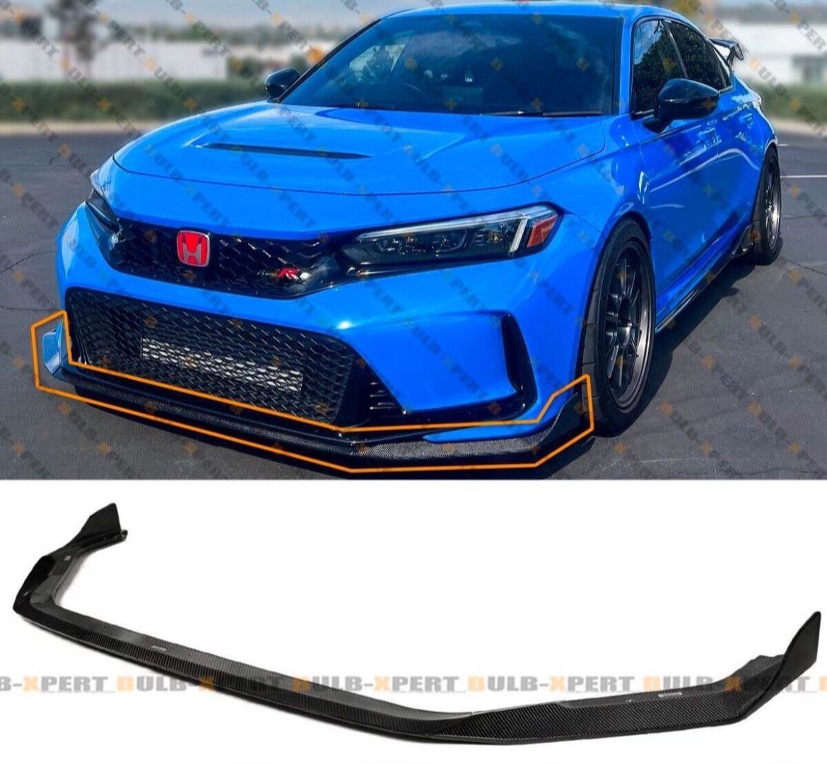 HONDA CIVIC TYPE-R FL5 AG STYLE 1 PIECE CARBON FIBER FRONT BUMPER LIP SPLITTER