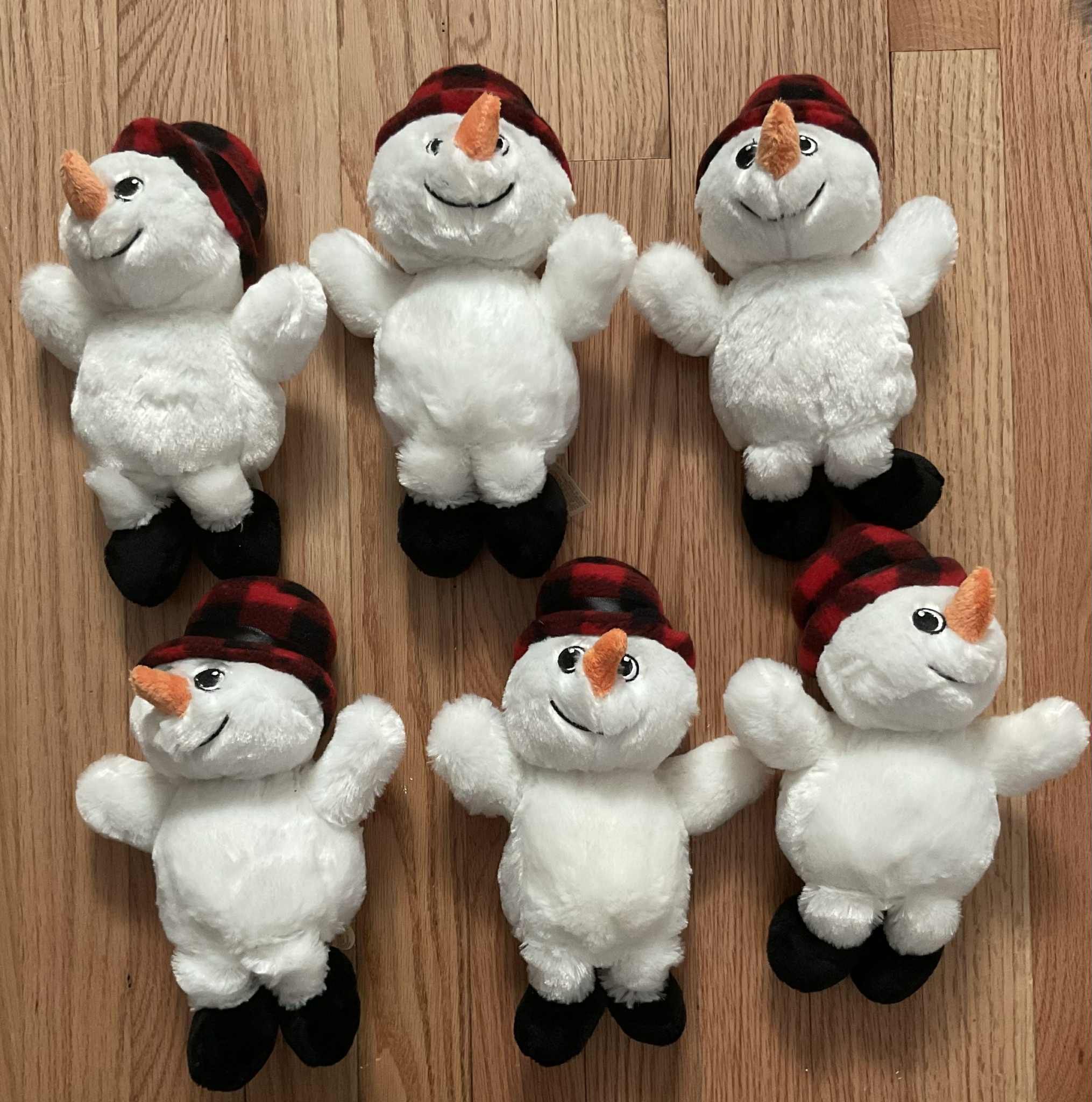 6 Plush Christmas Snowmen-9 Inches Tall