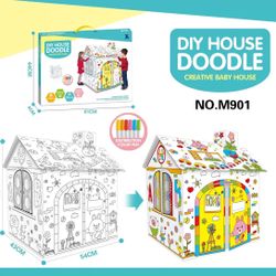Cross-Border Stereo DIY House Painted Graffiti Kidsren's Creative Toys Educational Early Education Hand-Assembled Cardboard Toys