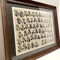 Rare Large Antique Vintage Medical School Photograph Art In Antique Solid Wood Frame