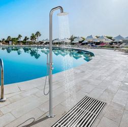 Freestanding Stainless Steel Outdoor Shower with Hand Shower