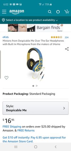 Minions from Despicable Me Over The Ear Headphones with Built In Microphone from the makers of iHome