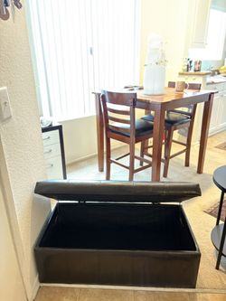 📦 Black Brown Faux-Leather Storage Bench / Ottoman 