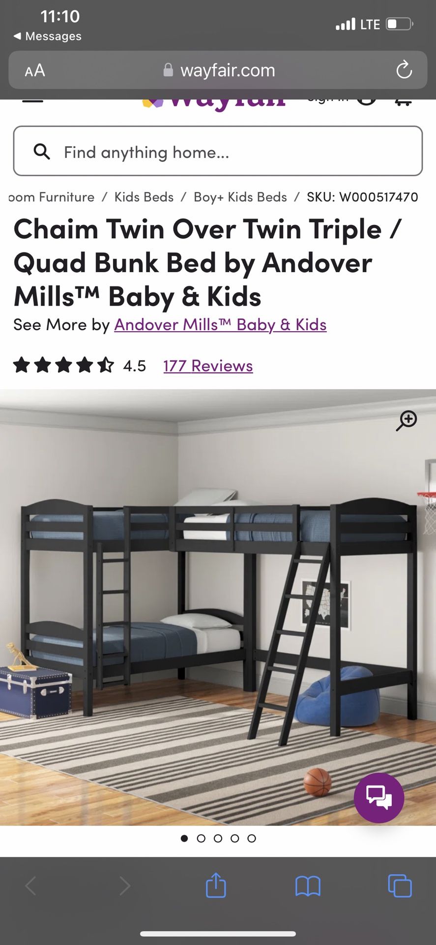 3 Twin Bunk Bed