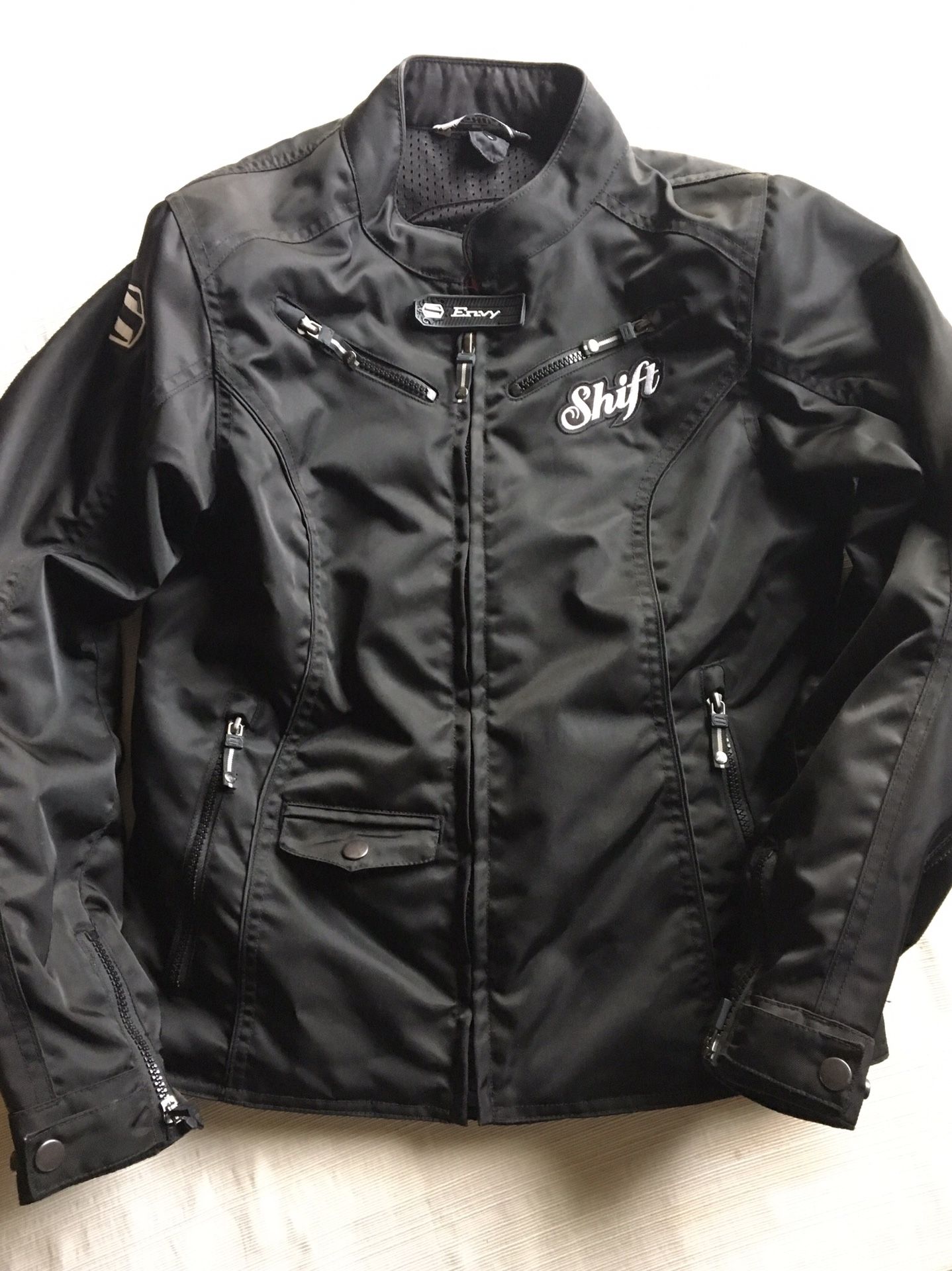 Women’s black motorcycle jacket