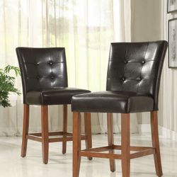 Tufted High Back Counter Height Stools Dark Brown