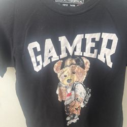 Black Gamer Bear Kids T-Shirt