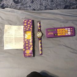 Los Angeles LakersWatch And Los Angeles Lakers, Calculator And Pencil Holder Combo With Directions