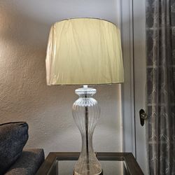 Large Ribbed Clear Bubble Glass Table Lamp