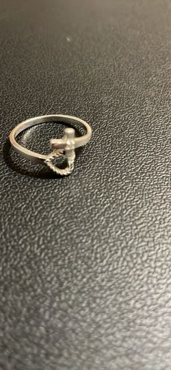 Anillo De Plata 925 Corazón Con Cruz Medida 10