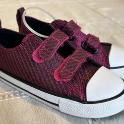 Converse All Star pink black velcro toddler shoes