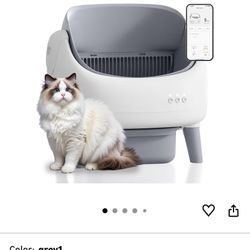 Open-Top Self Cleaning Cat Litter Box, Automatic Cat Litter Box, APP Control,Upgraded Safety Protection, Includes 1 Roll Waste Bag, Grey