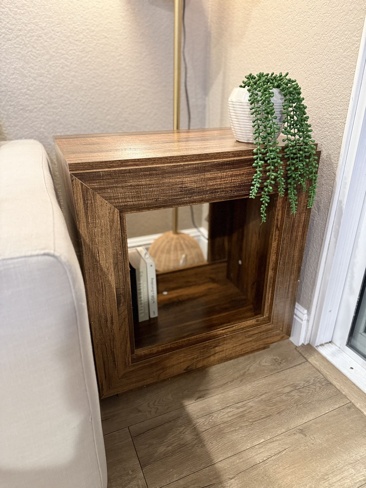 Wood End Table, Square Side Table Nightstands with Storage