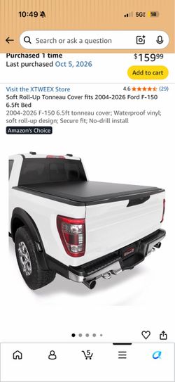 Soft Roll-Up Tonneau Cover fits 2004-2026 Ford F-150 6.5ft Bed