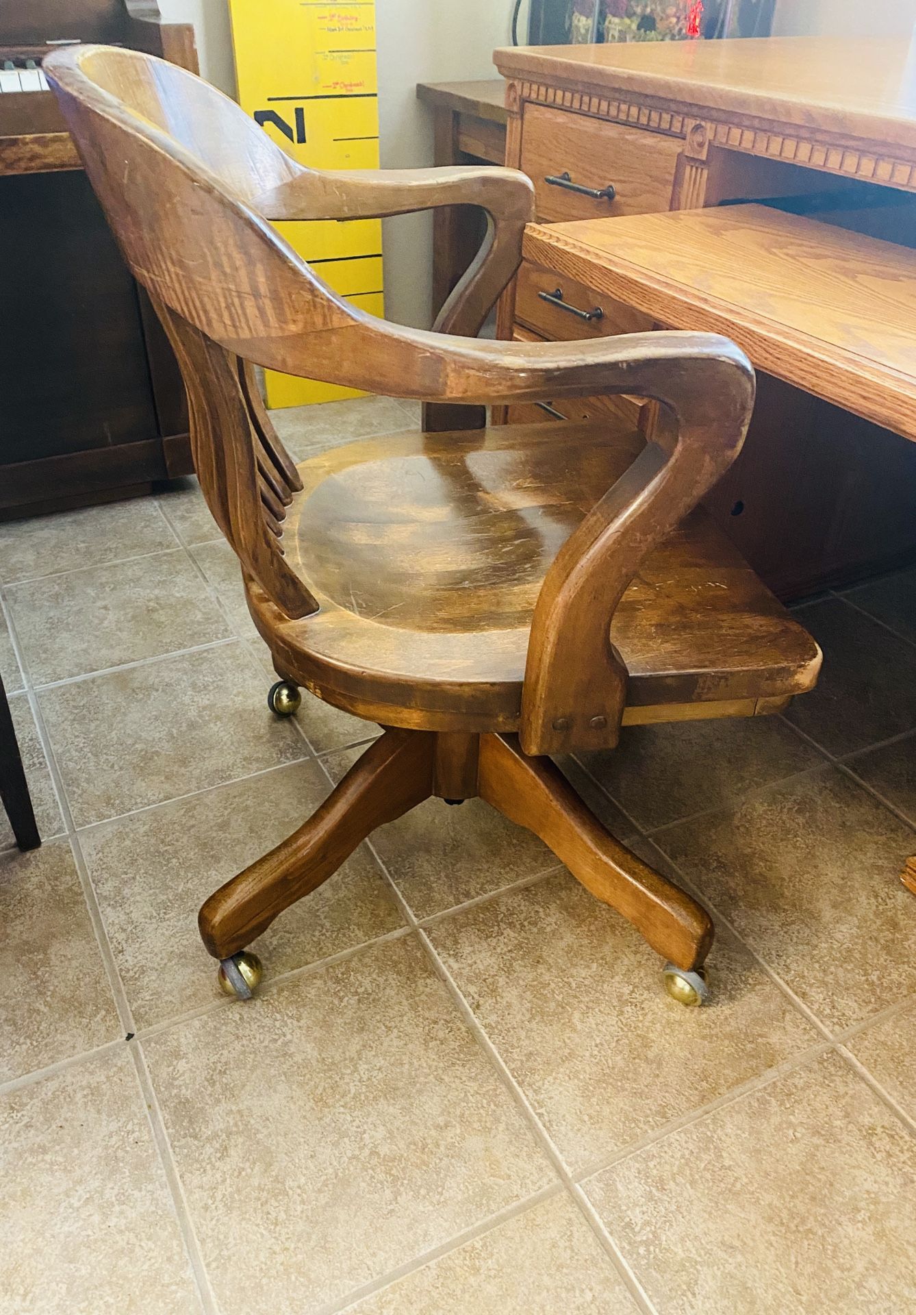 Vintage wood rolling chair