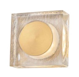 7.48 in. Modern Brass Square Dimmable Integrated LED Wall Sconce Clear Glass Bathroom Vanity Light