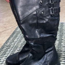 Black Calf High Boots Size 7