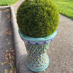 Planter for decoration or plants has dry hole about 2 feet tall Planter for decoration or plants has dry hole about 2 feet tall